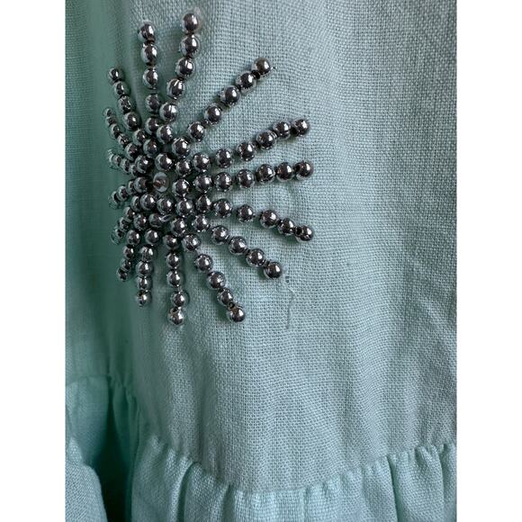 SUNDRESS Revolve Rare Mint Green Beaded Star Tiered Midi Dress XS/S - Picture 5 of 9